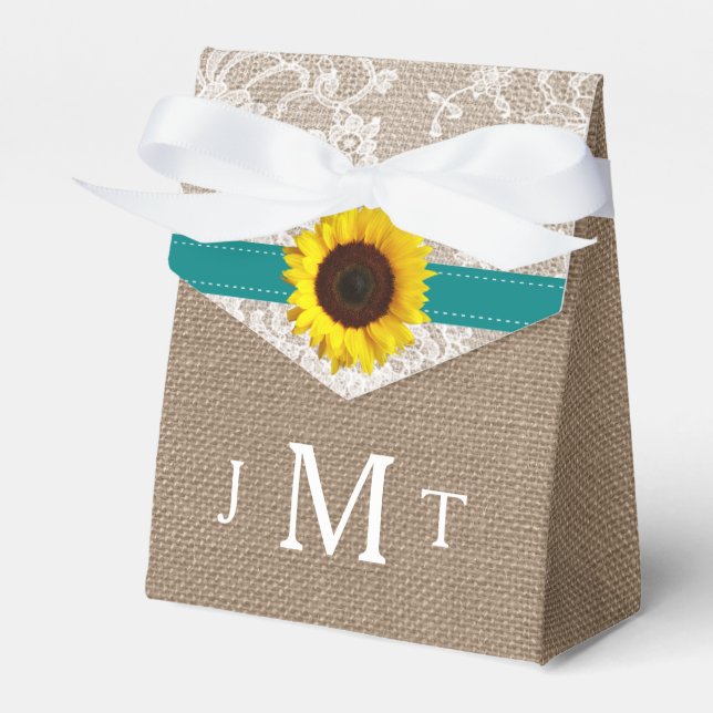 Caja Para Regalos Colección de Bodas de girasol rústico - Verde azul (Front Side)