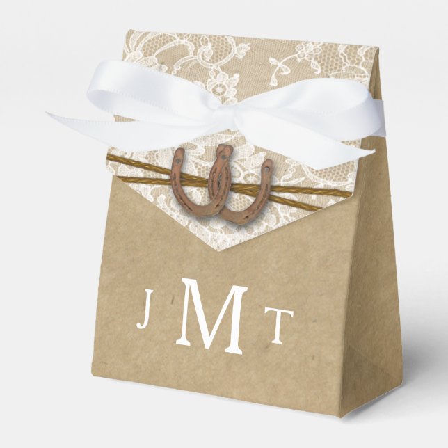 Caja Para Regalos Colección de Bodas Kraft, Lace & Horseshoe (Front Side)