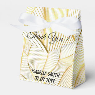 Caja Para Regalos Colección de línea blanca dorada floral moderna el