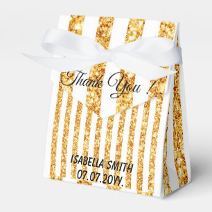 Caja Para Regalos Colección de rayas boho con brillo vertical dorado
