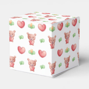 Caja Para Regalos Colección del corazón del oso - Blanco