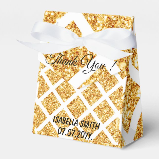 Caja Para Regalos Colección Popular Boho Glitter Gold Panal (Front Side)
