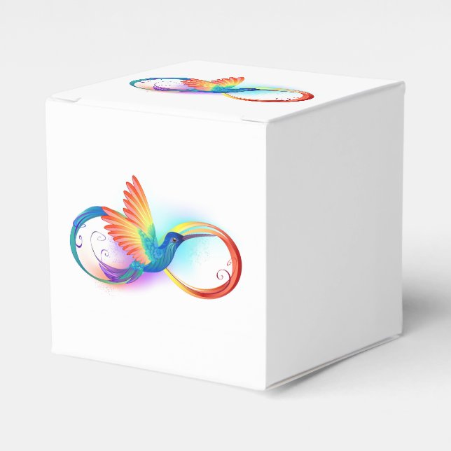 Caja Para Regalos Colibrí arcoiris con símbolo Infinity (Costado Anverso)