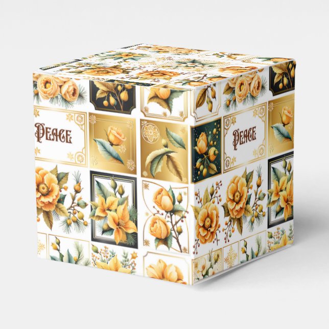 Caja Para Regalos Collage de navidades en oro (Costado Anverso)