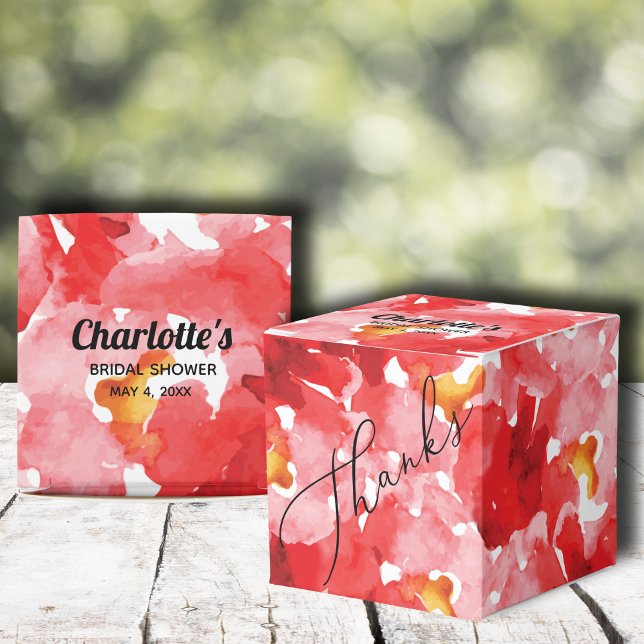 Caja Para Regalos Collage de rosas Derby Bridal Shower Square (Red roses floral bridal shower 2" square favor boxes)