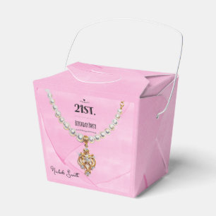 Caja Para Regalos Collar de Perla Rosa Elegante Fiesta de Cumpleaños