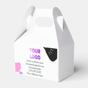 Caja Para Regalos Color de la proa negra morado floral añadir detall