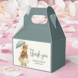 Caja Para Regalos Color verde Baby Shower de pequeño conejo