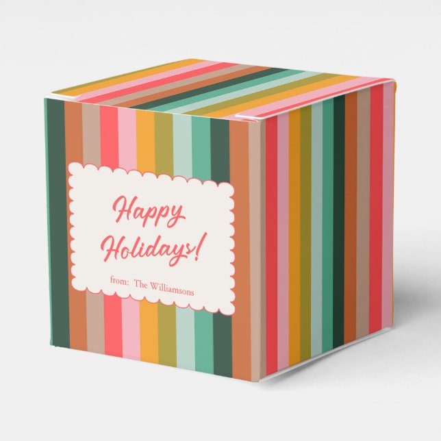 Caja Para Regalos Colorful Festive Stripe Modern Holiday Cookie (Costado Anverso)