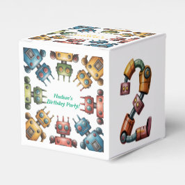 Caja Para Regalos Colorful Retro Robots 2nd Boy Birthday Party 