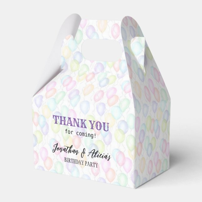 Caja Para Regalos Colorida fiesta de cumpleaños en globo arcoiris (Front Side)