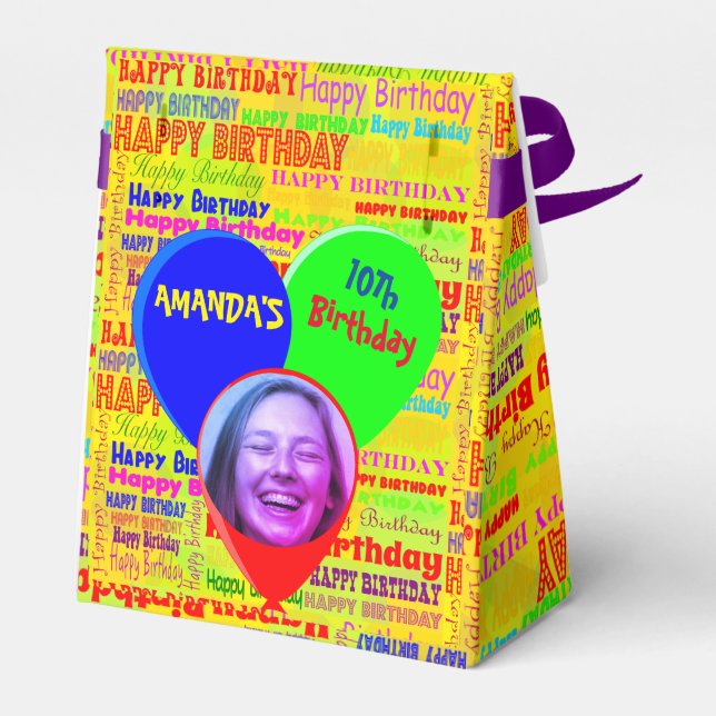 Caja Para Regalos Colorida foto personalizado y feliz cumpleaños (Reverso)