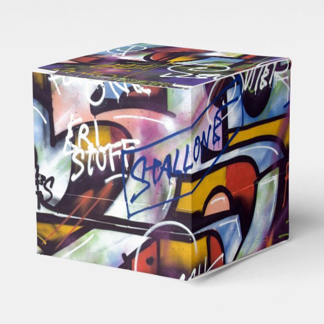 Caja Para Regalos Coloridas Palabras de Graffiti (Costado Anverso)