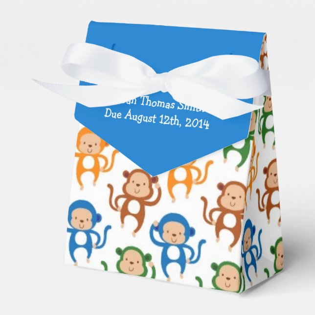 Caja Para Regalos Colorido tema de mono Baby Shower (Front Side)