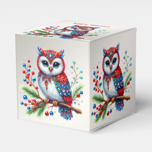 Caja Para Regalos Coloridos Navidades Owl Holiday Gift Box (Costado Anverso)