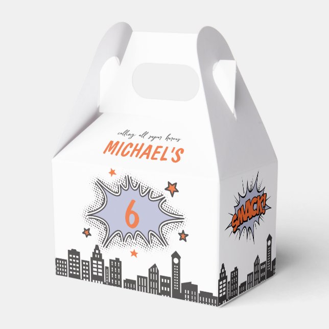 Caja Para Regalos Comics Book Superhero Any Age Gable Favor Box (Front Side)