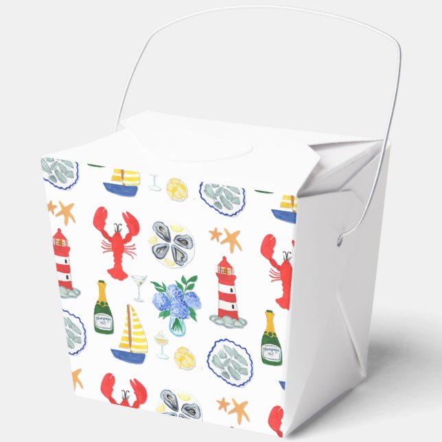 Caja Para Regalos Comida para llevar con tema de Nantucket pintada a (Anverso)