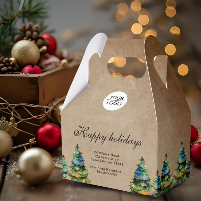 Caja Para Regalos Compañía Rustic Add Logo Text Christmas Tree (Subido por el creador)