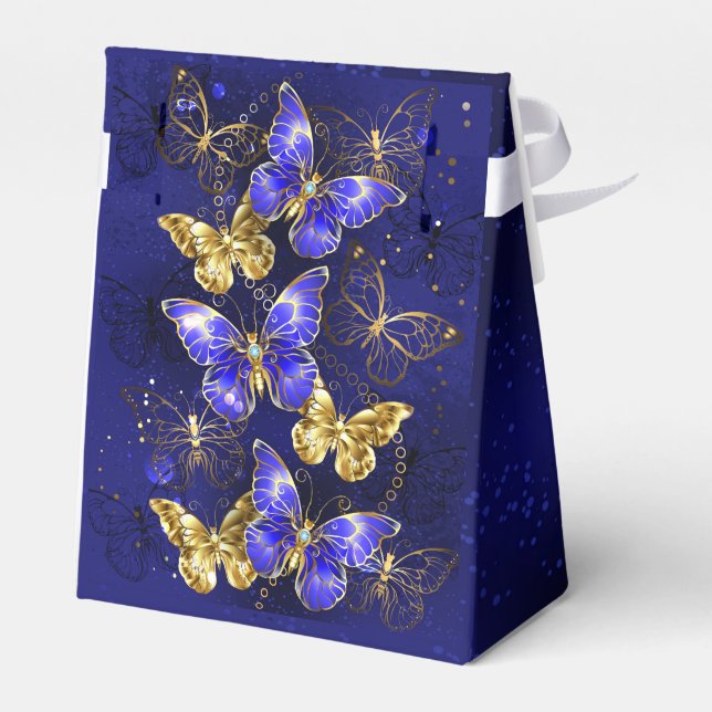 Caja Para Regalos Composición con mariposas de zafiro (Reverso)
