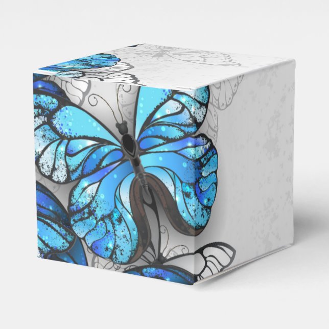 Caja Para Regalos Composición de las mariposas blancas y azules (Costado Anverso)