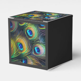 Caja Para Regalos Composición de plumas de pavo real brillantes