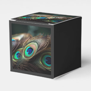 Caja Para Regalos Composición de plumas de pavo real brillantes