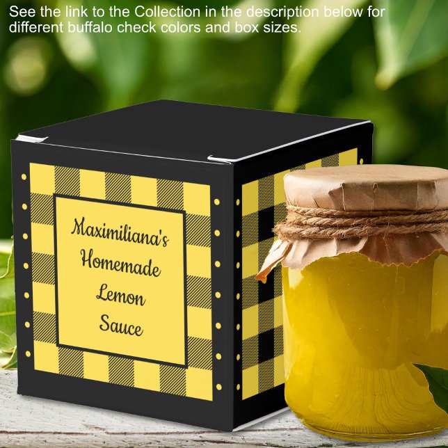 Caja Para Regalos Comprobación de búfalo - amarillo y negro - clásic (Buffalo Check - Yellow and Black - Classic Favor Boxes by Leapfroglisics Shop)