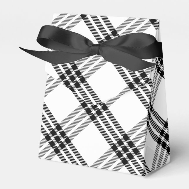 Caja Para Regalos Comprobación de búfalo en blanco y negro (Front Side)