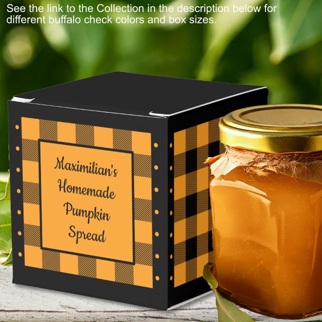 Caja Para Regalos Comprobación de búfalo - Naranja y negro - Clásico (Buffalo Check - Orange and Black - Classic Favor Boxes by Leapfroglisics Shop)
