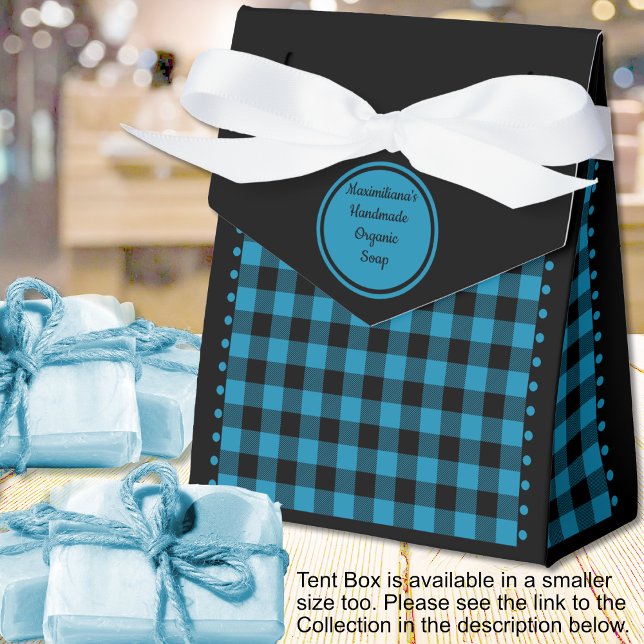 Caja Para Regalos Comprobación de búfalo - Negro y azul - 4 x2x5 Ten (Buffalo Check - Black and blue - 4x2x5 Tent Favor Boxes - by Leapfroglisics Shop)