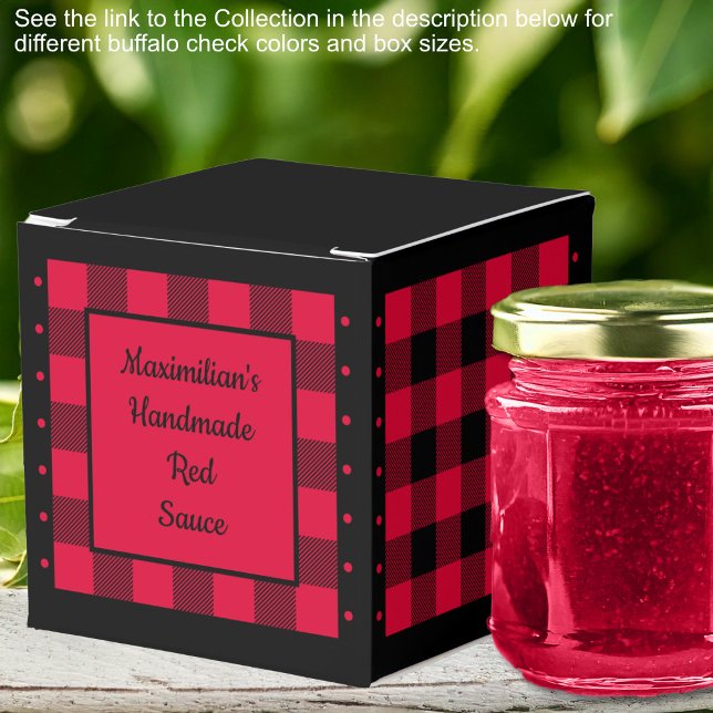 Caja Para Regalos Comprobación de búfalo - Rojo y Negro - Lumberjack (Buffalo Check - Red and Black - Lumberjack Classic Favor Boxes)