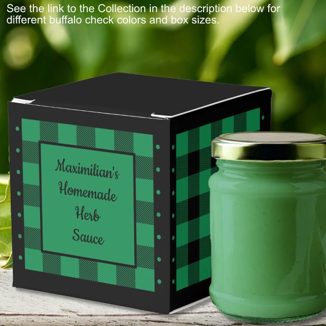 Caja Para Regalos Comprobación de búfalo - Verde y Negro - Clásico (Buffalo Check - Green and Black - Classic Favor Boxes by Leapfroglisics Shop)