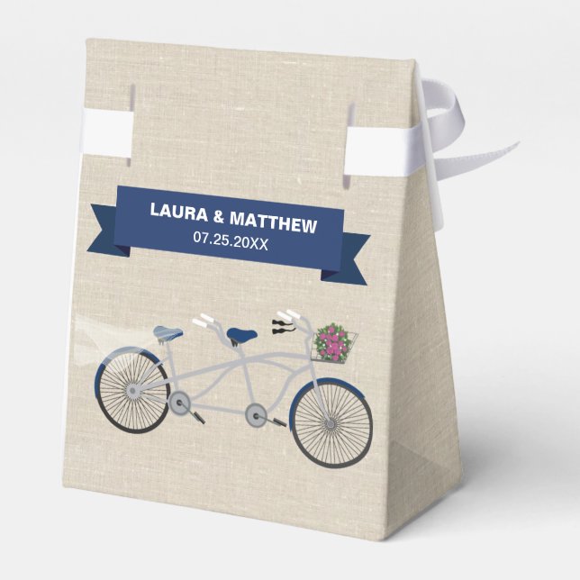 Caja Para Regalos Compromiso del Boda Tandem Dark Blue Bicycle (Reverso)