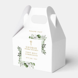 Caja Para Regalos Comunión Moderna Botánica Verde Oliva