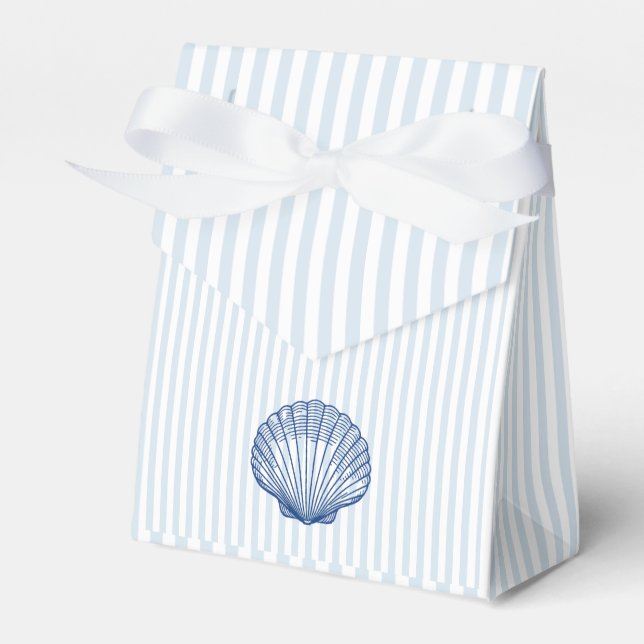 Caja Para Regalos Concha de mar Preppy Raya Azul (Front Side)