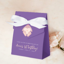 Caja Para Regalos Conejito Lindo Moderno 1er Cumpleaños Morado Paste