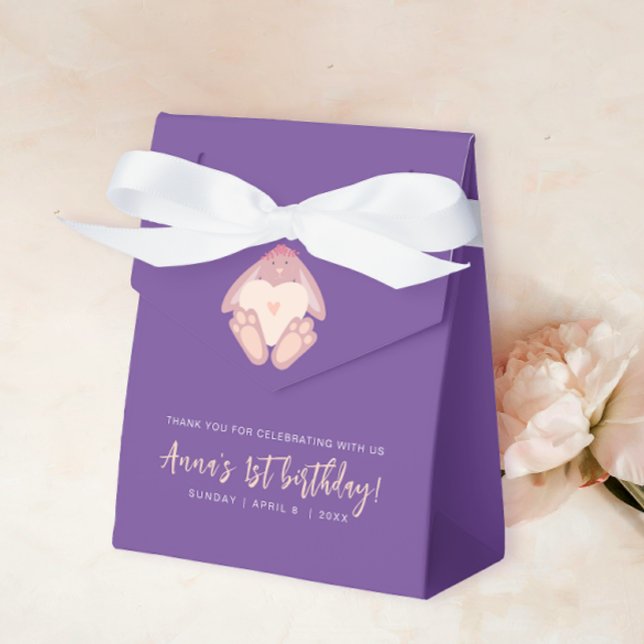 Caja Para Regalos Conejito Lindo Moderno 1er Cumpleaños Morado Paste (Subido por el creador)