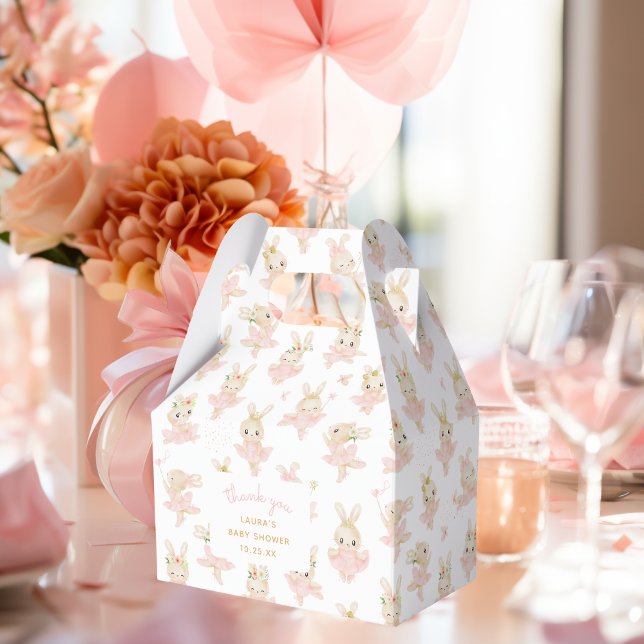 Caja Para Regalos Conejo Ballerina Tutu Bunny Baby Shower Gracias (rabbit ballerina baby shower favor box)