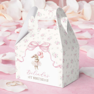 Caja Para Regalos Conejo de lazo coquette floral rosa cumpleaños 1