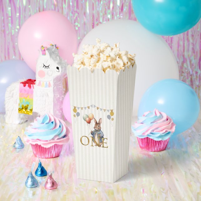 Caja Para Regalos Conejo de primer cumpleaños con globos  (Fiesta)