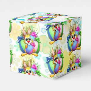 Caja Para Regalos Conejo divertido mordiendo un huevo de Pascua