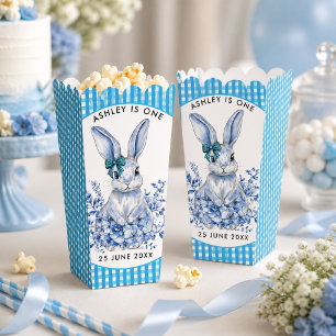 Caja Para Regalos Conejo Floral Azul Cumpleaños 1 para Niños