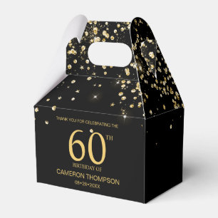 Caja Para Regalos Confeti de oro negro Cumpleaños 60 personalizado e