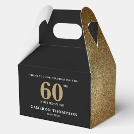 Caja Para Regalos Confeti Dorado Negro Cumpleaños 60 Personalizado
