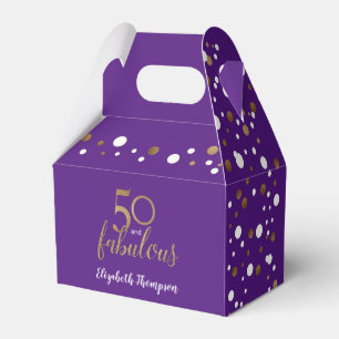 Caja Para Regalos Confetti 50 y fabuloso cumpleaños Purple Gold