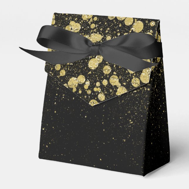 Caja Para Regalos Confetti de oro Purpurinoso sobre negro (Front Side)