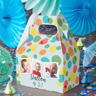 Caja Para Regalos Confetti Polka Dots Boys Foto Fiesta de cumpleaños