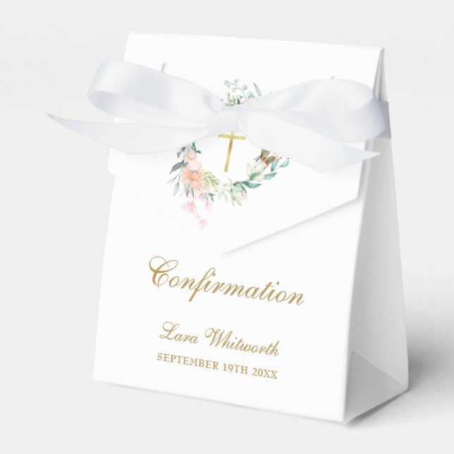 Caja Para Regalos confirma Floral Garland Gold Script (Front Side)