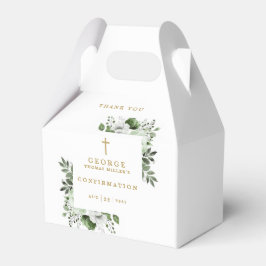 Caja Para Regalos Confirmación Botánica Moderna Verde Oliva