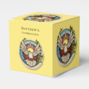 Caja Para Regalos Confirmación católica de paloma blanca amarilla